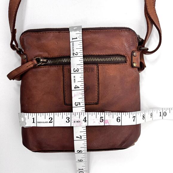 Harbour 2nd Taliza Crossbody Leather Bag Cognac Brown Rustic Washed Cowhide Boho - Picture 8 of 12